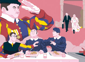 A table avec les gardes suisses
